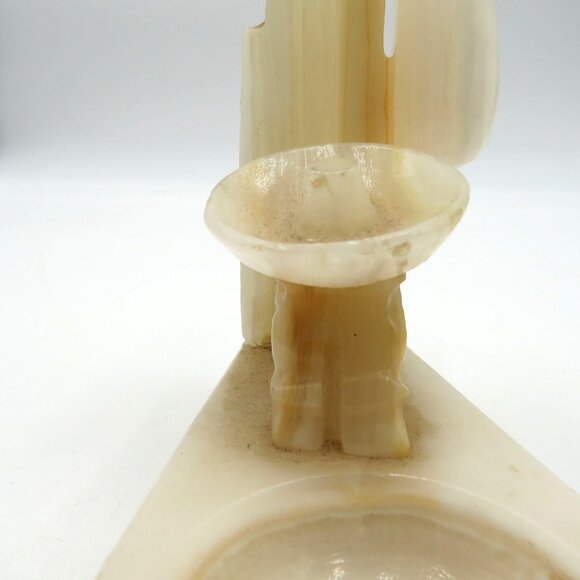Vintage Ashtray Marble Onyx Alabaster Man Siesta Sombrero Cactus 4.5" Ash Tray - Picture 3 of 9
